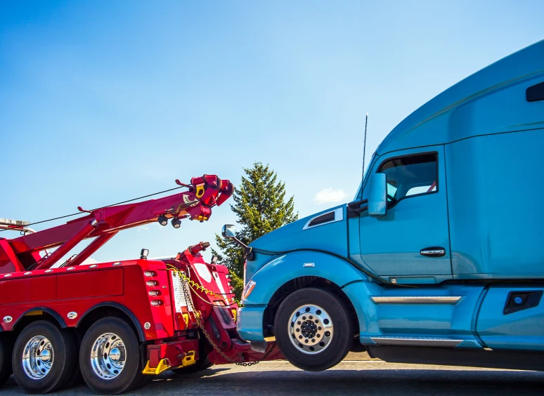 Heavy-duty tow truck in action